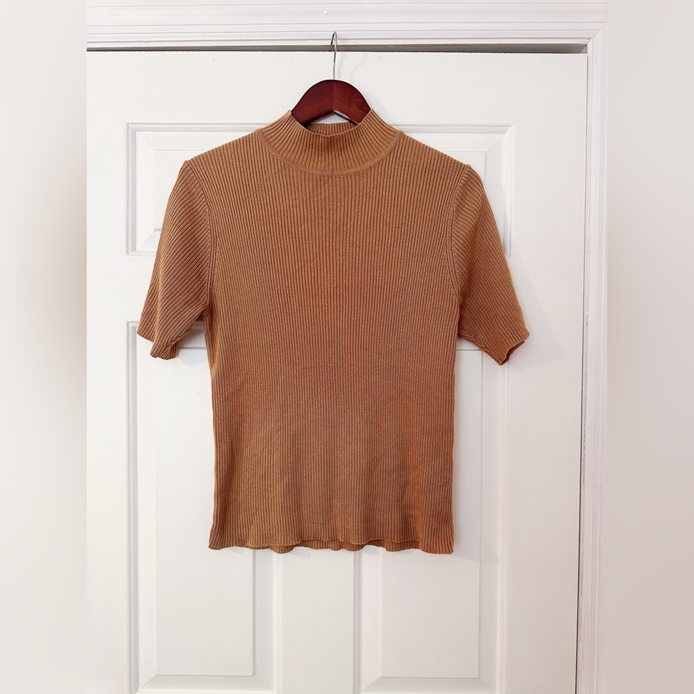 Vintage Mockneck Soft Camel Tee